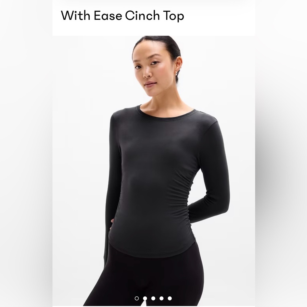 Athleta Black Long Sleeve Ruched Side Tee